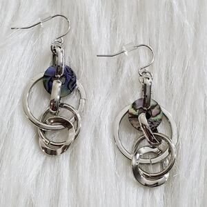 NEW Women's Circle Drop Silver-Tone Link Dangle Earring